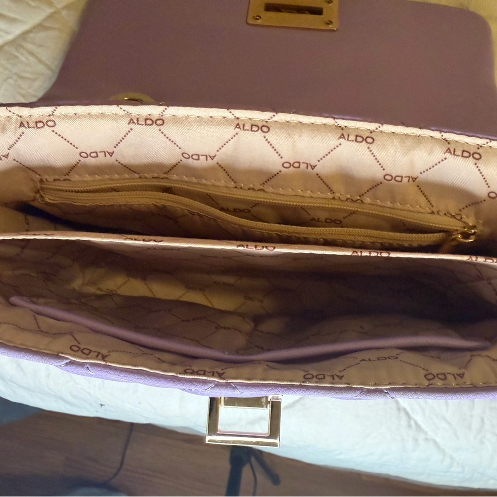 Aldo Lilac Quilted Chain Shoulder Bag - Picture 5 of 5